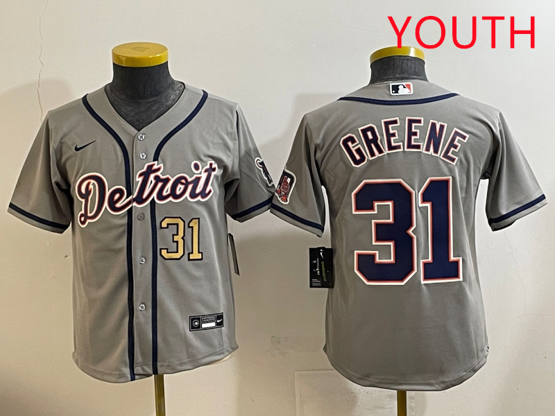 Youth 2025 Detroit Tigers #31 Greene grey Nike MLB jersey style 6->youth mlb jersey->Youth Jersey